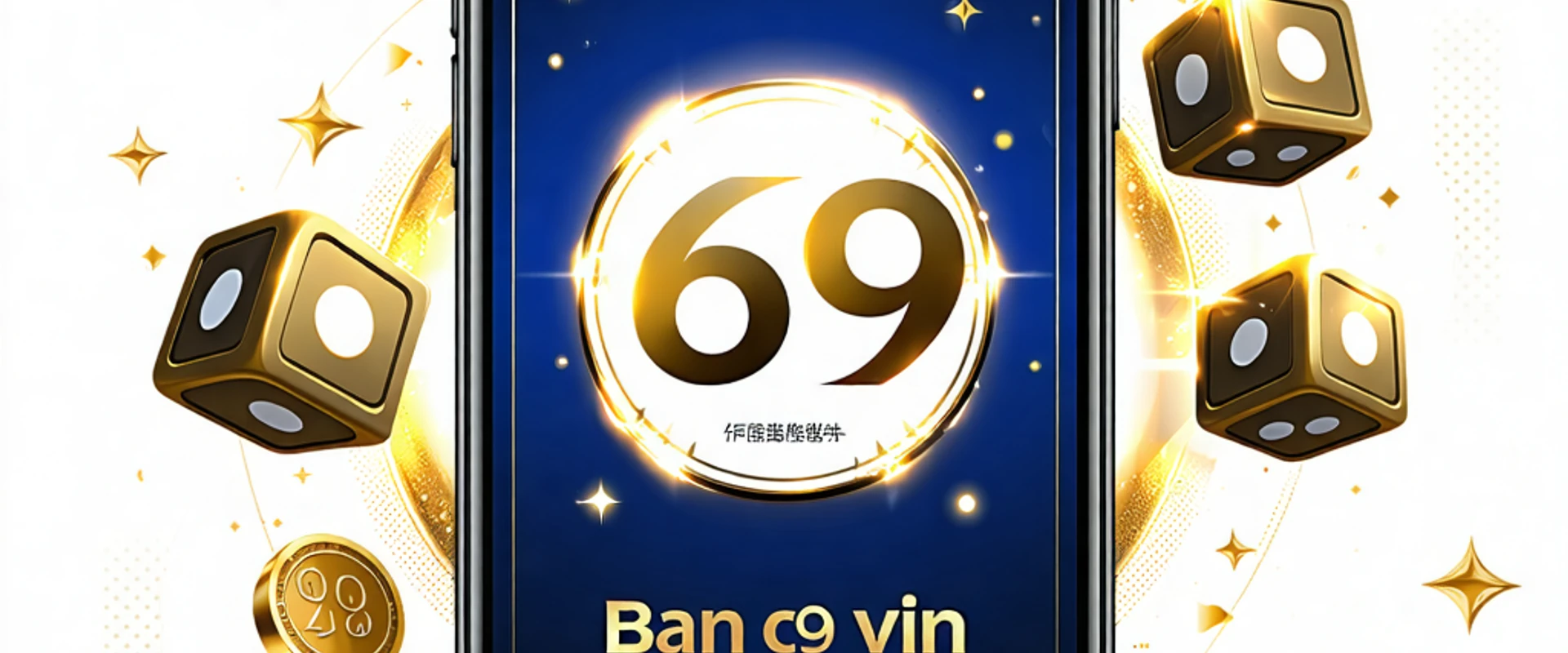 Hình ảnh banner ứng dụng 69vin trên điện thoại di động với các biểu tượng trò chơi